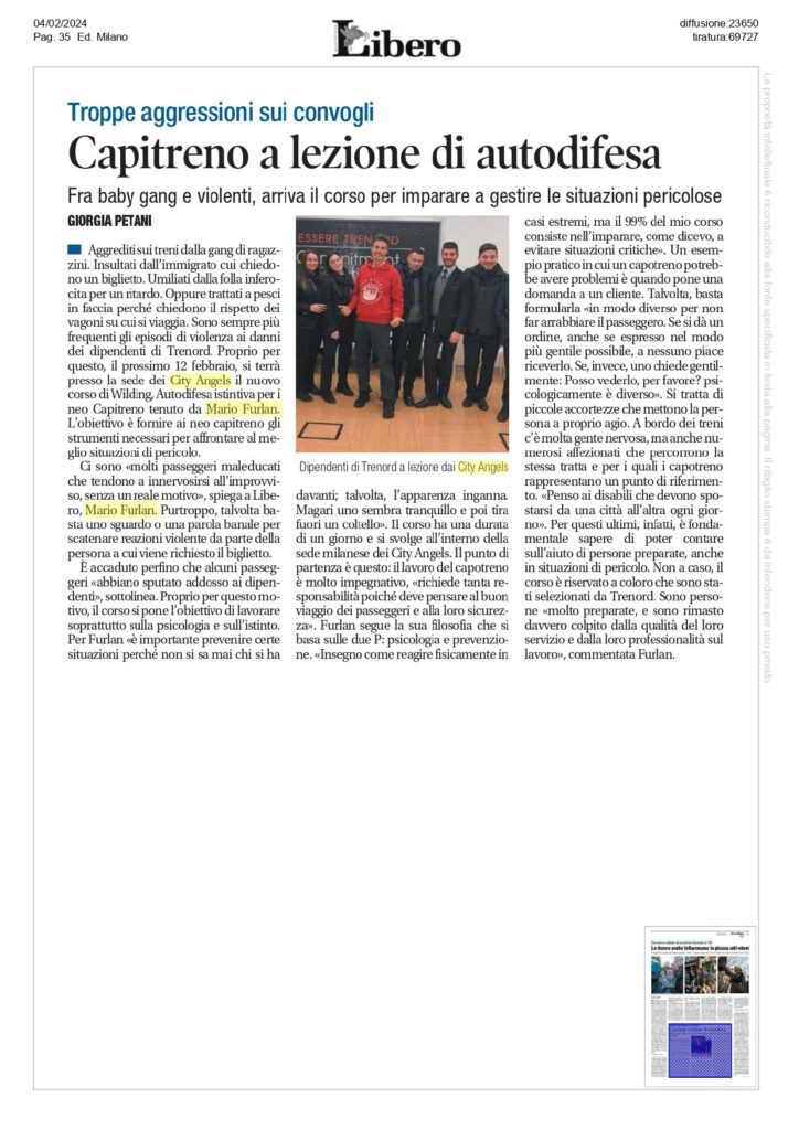 Corso di autodifesa personale per i capitreno