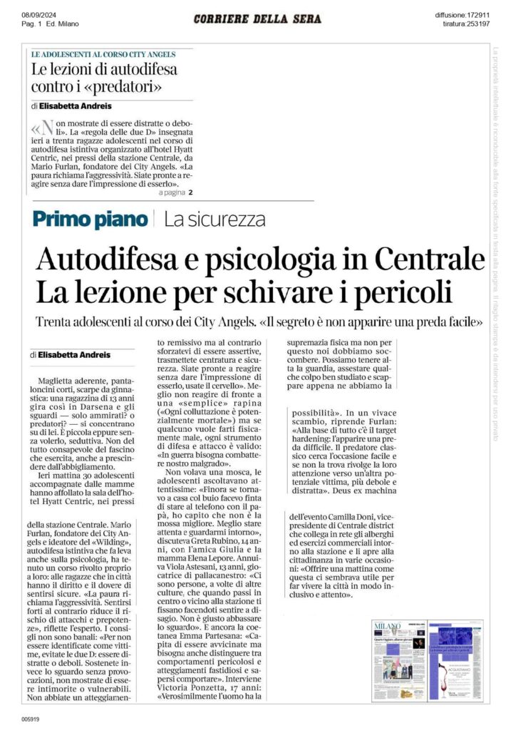 Lezioni di autodifesa personale con Mario Furlan contro i predatori