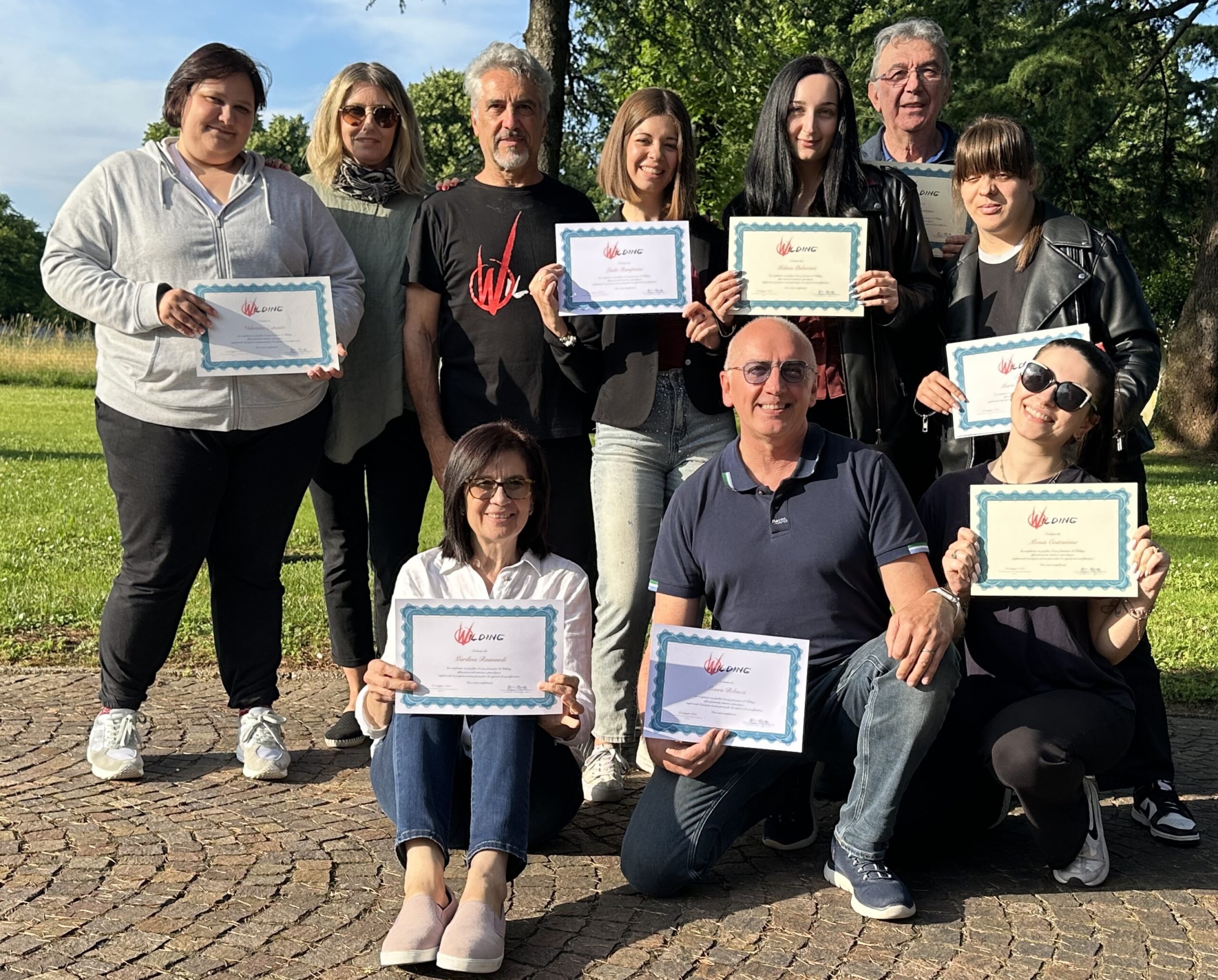 Il Master Coach di Widing (autodifesa istintiva) Marco Magistri con gli allievi che hanno terminato il suo corso nel 2025.