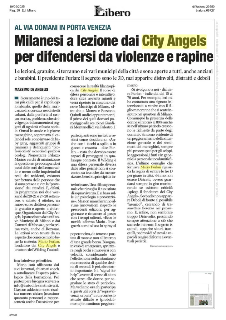 Corso gratuito di autodifesa Milano